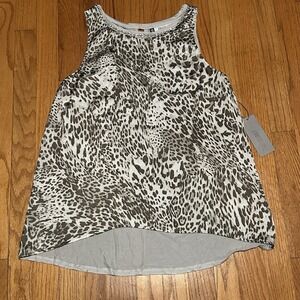 Jennifer Lopez Jlo Women Size Medium Gray Cheetah Print Top Rhinestones NWT